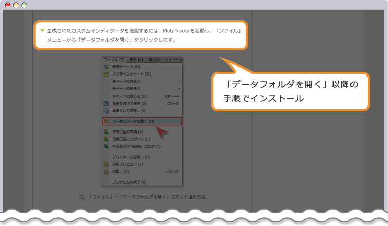 カスタムインジケータのインストール手順