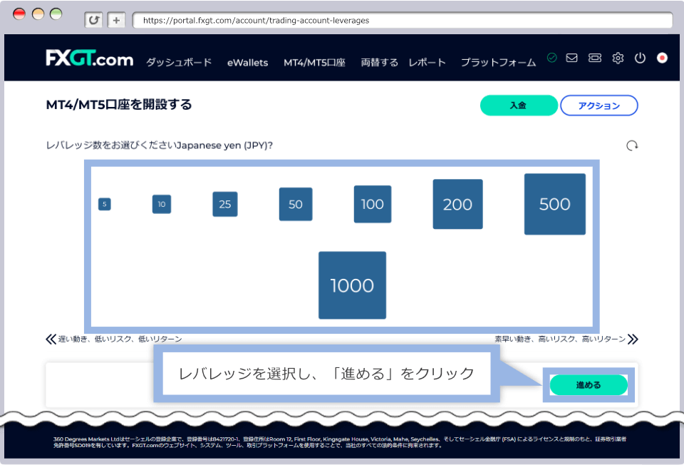 レバレッジの選択