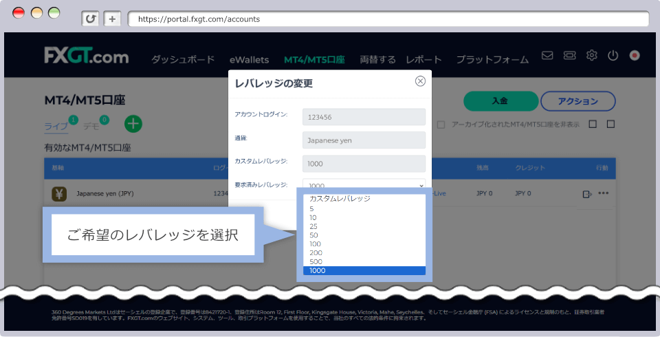 ご希望のレバレッジを選択