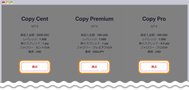 myHFエリア 開設口座を選ぶ