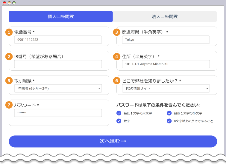 MYFX Markets 基本情報入力