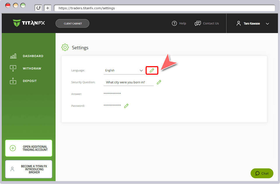 クライアントキャビネット設定画面