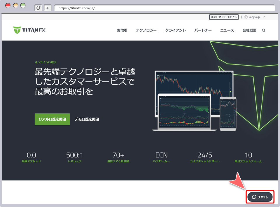 Titan FXウェブサイト