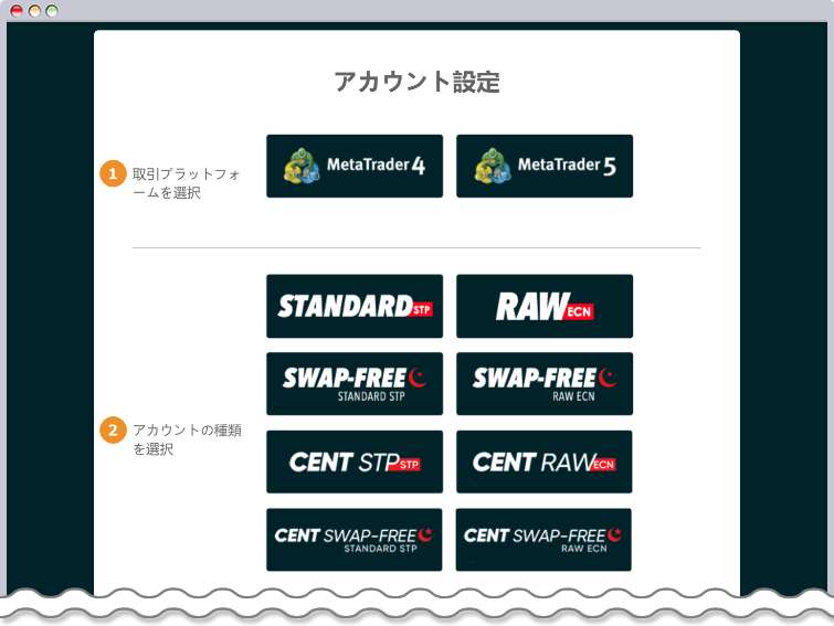 口座タイプの選択