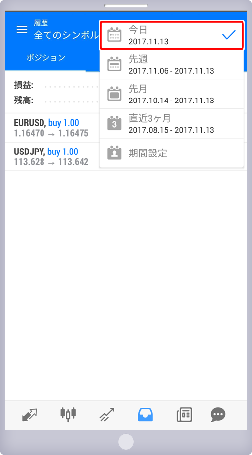 履歴画面－日表示